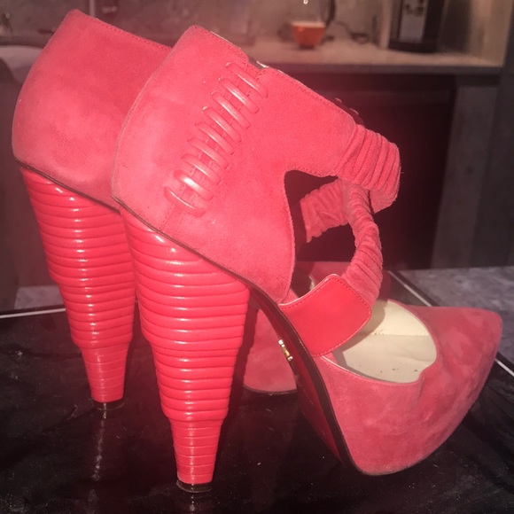 Cesare Paciotti hot pink suede high heel platforms - Picture 8 of 8